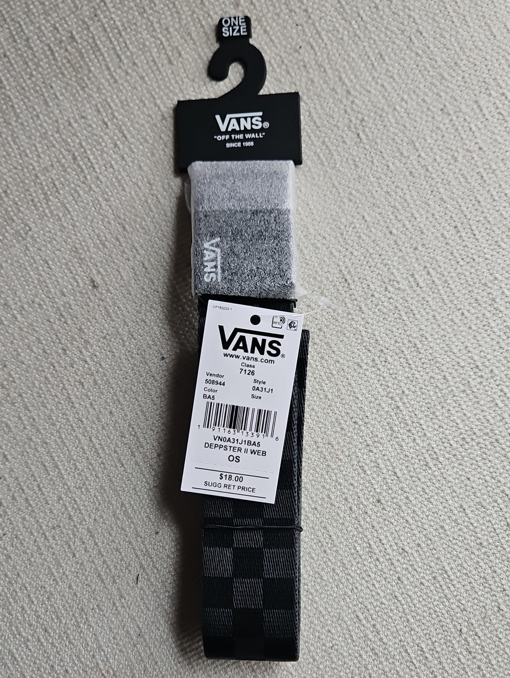 Vans Black & Gray Checkerboard Belt